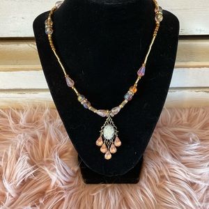 Handmade Iridescent pink necklace and earrings